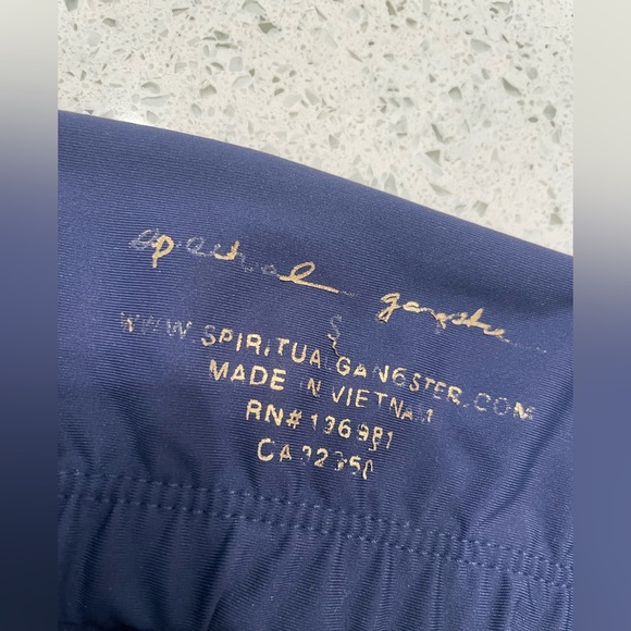 Spiritual Gangster - Navy Blue Cropped Shimmer Stripe Practice Cami - Size XS - Picture 5 of 8